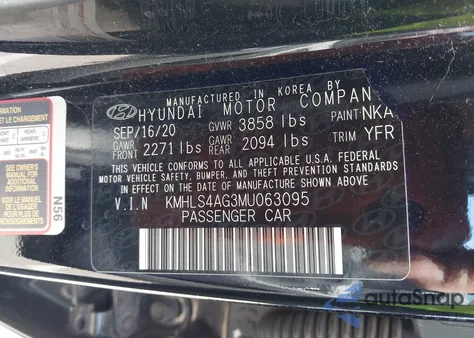 2021 Hyundai Elantra Sel z USA, uszkodzony, nr VIN KMHLS4AG3MU063095